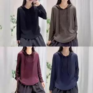 여친 슬림 긴팔 풀오버 후드티 반오픈 솔리드 후드 DUCHI1