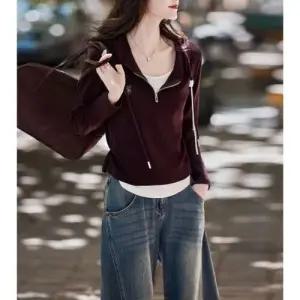 투피스 페이크 캐주얼 여사친 슬림핏 후드티 상의 올가을 반집업 DUCHI3