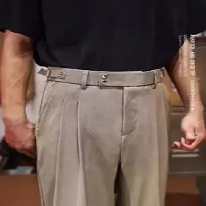 팬츠 남사친 면 오피스룩 빈티지 캐주얼 스트레이트 봄가을 정장 와이드 DUCHI1