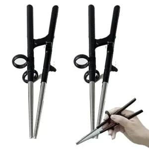 에디슨 성인용 스텐 교정용 젓가락 오른손 어른용 블랙x2개