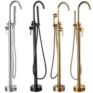 바닥형 욕실 냉온수 펜션 수전 샤워기 황동 골드