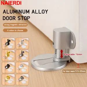 호환  NAIERDI 마그네틱 도어 스톱 알루미늄 합금 조정 펀치 프리 도어 스톱퍼 헤비 듀티 자석 홀더는 충돌