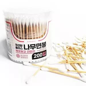 원터치 나무 면봉 일반 케이스 200입 15P 순면 다용도 순면면봉