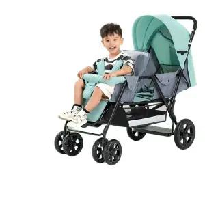 더블 트윈 유모차 2인용 앞뒤 쌍둥이 산책 폴딩 나들이 코코넛 차양막 애완견 양방향