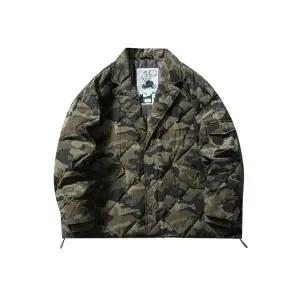 빈티지 남사친 프린트 센스있는 아우그로 카모플라쥬 다운 정장 커플 오버사이즈 점퍼 MODU1