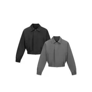 남사친 센스있는 패딩 점퍼 클린핏 숏 와이드 숄더 집업 카라 솔리드 코트 파일럿 스타일 MODU1