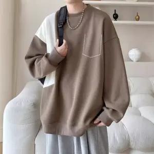 남친 캐주얼 코트 빅사이즈 코디 루즈핏 두꺼운 라운드 맨투맨 봄가을 배색 DUCHI3