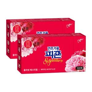 피죤 건조기용 드라이시트, 플라워페스티벌, 120매, 2개