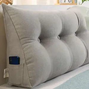 [하프클럽/]침대 롱쿠션 삼각 그레이 침대쿠션 100cm