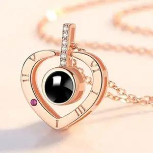 [라일리쥬얼리] Rly 100개 언어 하트목걸이 선물용목걸이 하트팬던트