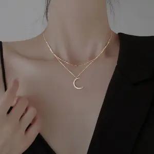 [라일리쥬얼리] Rly 2줄 믹스체인 C목걸이 초승달 모양 팬던트 목걸