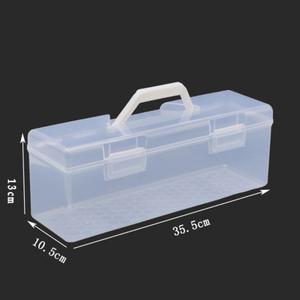 핸들이있는 유용한 플라스틱 투명 보관 상자 데스크탑 주최자 마커 펜 홀더 케이스 미술 학생