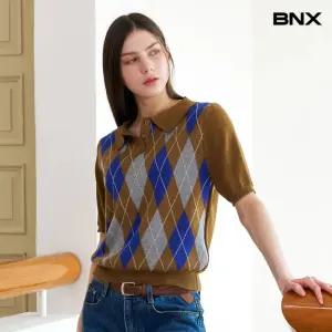 아가일 반버튼 카라 반팔 니트 BY2KP004L0 1253247