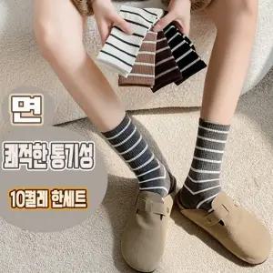 신제품 4계절 여성 스트라이프 면양말 기본색 5가지색상 10켤레한세트