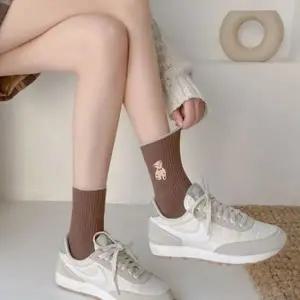 귀여운 곰 골지 자수 양말 color 여성 여자 중목 포인트 긴양말 중목양말 귀여운양말