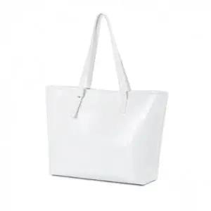 광택 베이직 숄더백 쇼퍼백 가방 화이트