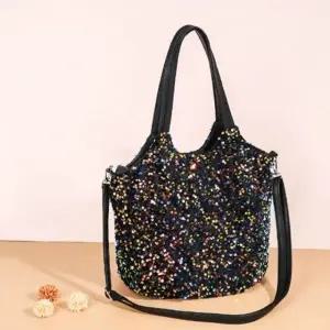 스팽글 숄더백 크로스 반짝이 가방 다크블루