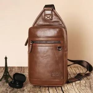 가죽 슬링백 여행 보조 크로스 가방 라이트Brown