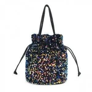 스팽글 토트백 파티룩 미니 조리 가방 다크블루