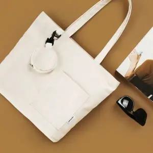 파우치 숄더백 무지 가벼운 캔버스 가방 아이보리