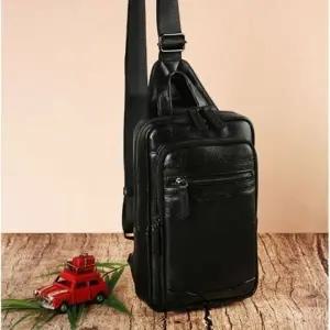 슬링백 가죽 빈티지 미니 크로그 가방 블랙