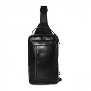 가죽 슬링백 남자 여자 크로스 선물 여행 가방 블랙