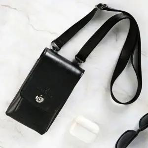 미니 크로스백 빈티지 가죽 가방 카드 블랙