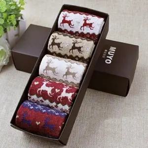 (색상 사슴양말5p선물세트)양말선물세트 캐릭터 크리스마스 중목 겨울 사슴 양말 5p 세트