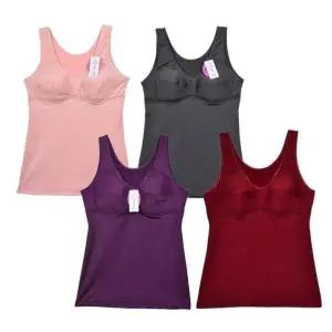 겨울 빅사이즈 여자 기모 탑런닝 4XL까지 런닝 캐미솔 일체형 자 할머니 런닝 겨울나시 여성 탑