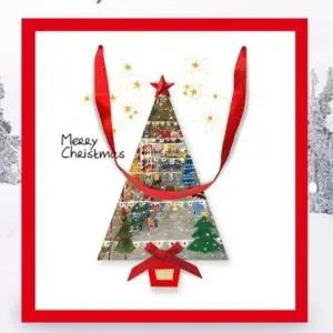 ( )크리스마스 트리 풍경 쇼핑백 종이가방 10개 1세트