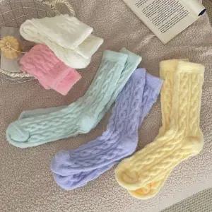 ( )예쁜 꽈배기 여자 여성 겨울 패션 파스텔 양말 5개 세트 양말 꽈배기 겨울