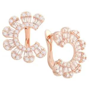 [미니아트] 14K 골드필드 핀 잔느 큐빅 꽃 원터치 링 귀걸이