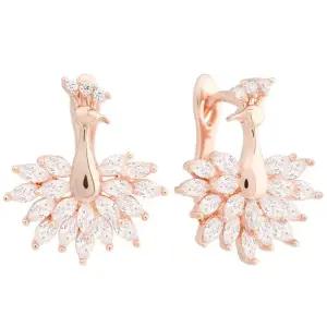 [미니아트] 14K 골드필드 핀 크리스타 큐빅 공작새 원터치 링 귀걸이