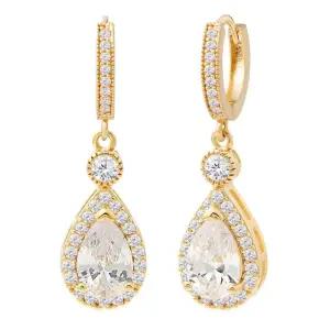 [미니아트] 14K 골드필드 핀 티아 큐빅 골드 물방울 드롭 원터치 링 귀걸이