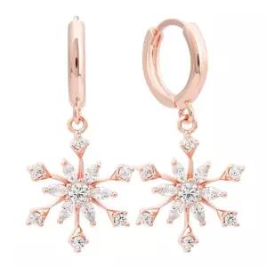 [미니아트] 14K 골드필드 핀 윈터플로 눈꽃 드롭 원터치 링 귀걸이