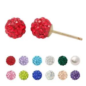 [미니아트] 14K 골드필드 핀 탄생석 큐빅 미러볼 스터드 귀걸이