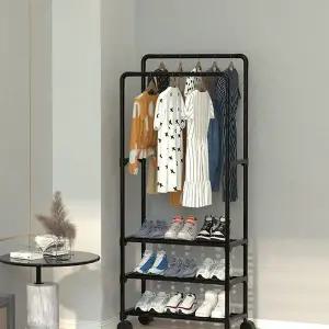 [하프클럽/]간이 스탠드 옷걸이 조립식 이동 행거 수납장 3단