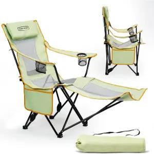 영 우드 캠핑 라운지 의자 발 받침대가 있는 휴대용 리클라이닝 접이식 헤드레스트 및 보관 가방 백팩이