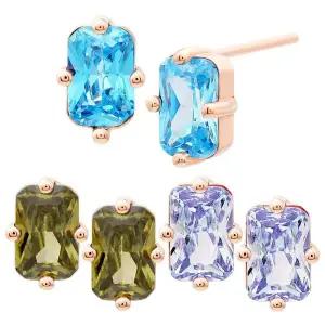 [NS홈쇼핑][미니아트] 14K 골드필드 핀 엠버 컬러 스퀘어 큐빅 스터드 귀걸이..[35857318]