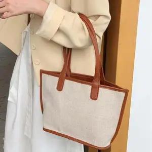 캔버스 숄더백 배색 천가방 여자 크로스백 파우치내장