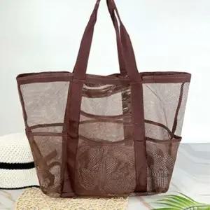 메쉬 비치백  물놀이 숄더 가방 대형 커피