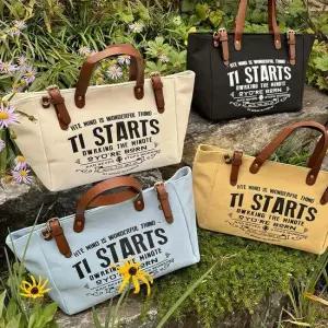 캔버스토트백 캔버스 토트백 가죽손잡이 여성가방 수납 데일리백