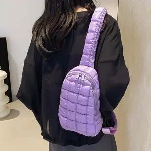 여성슬링백 벨트백 벨트 슬링 백 크로스 패딩 가방 퍼플