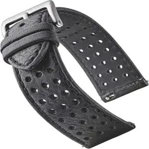 멋진 선택 알파인 정품 천공 가죽 시계 밴드 - 여성 및 남성용 퀵 릴리스 교체 스테인리스 스틸 버클 일반