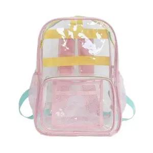 물놀이가방 PVC 파스텔 컬러 투명 백팩(핑크) 투명책가방