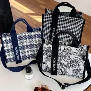 good luck 자수 가방 토트백 캔버스 기저귀 에코 학생 크로스 여성 여자 캔버스