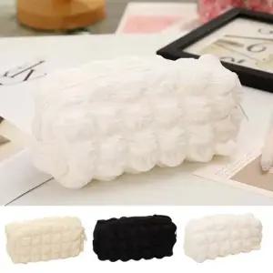 원모모어 화이트 구름 퀼팅 필통 파우치 화장품 메이크업 소품 휴대용 수납 다용도 여행용