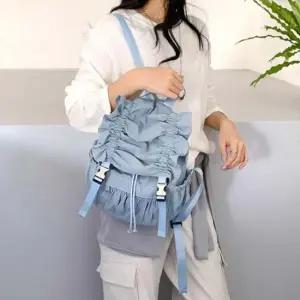 가벼운 여성 나일론 주름 백팩 여행백팩