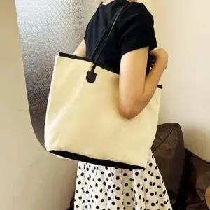 배색 라인 토트백 숄더백 베이직 천가방 대용량
