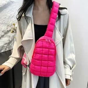 허리가방 패딩 벨트 여자 가방 로즈 크로스 여성 벨트백